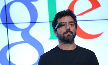 Google co-founder Sergey Brin sporting Google Glass.