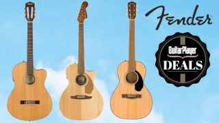 Fender Newporter Player, Fender CN-140SCE and Fender CP-60S Parlor acoustic guitars in Natural finish