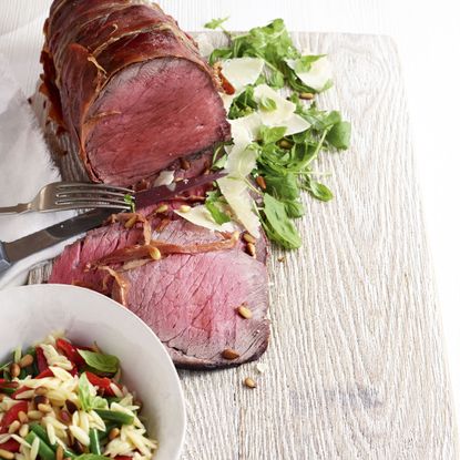 Parma-Wrapped Beef Topside with Orzo Salad photo