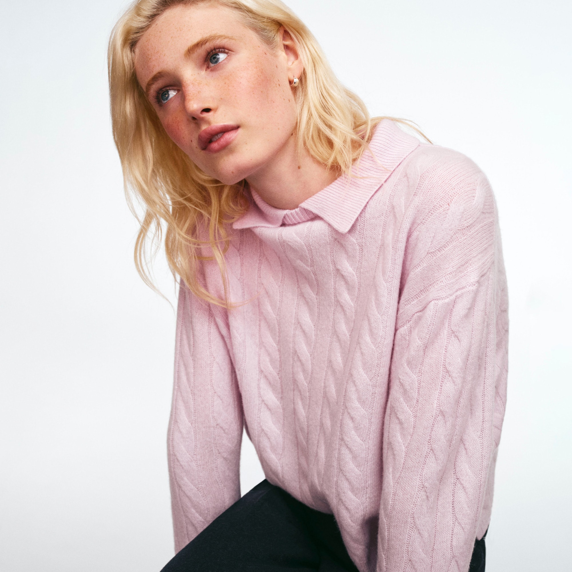Cable-Knit Sweater-Polo in Vintage Wool