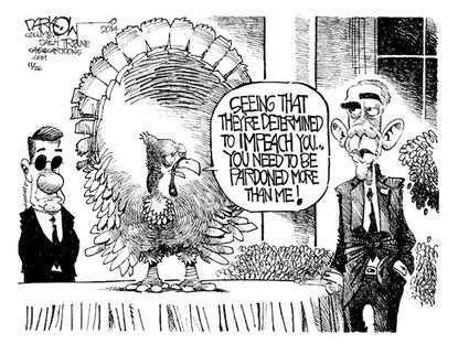 Obama cartoon Thanksgiving turkey pardon
