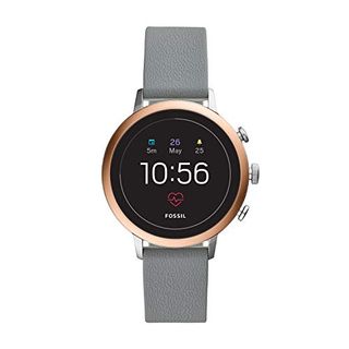 Fossil Women's Gen 4 Venture HR Heart Rate Stainless Steel and Silicone Touchscreen Smartwatch, Color: Rose Gold, Grey (Model: FTW6016)