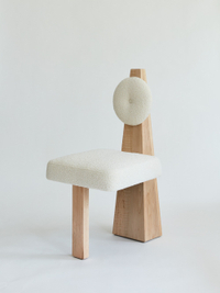 Lana Dining Chair, Ivory Bouclé &amp; Wood Chair by Christian Siriano