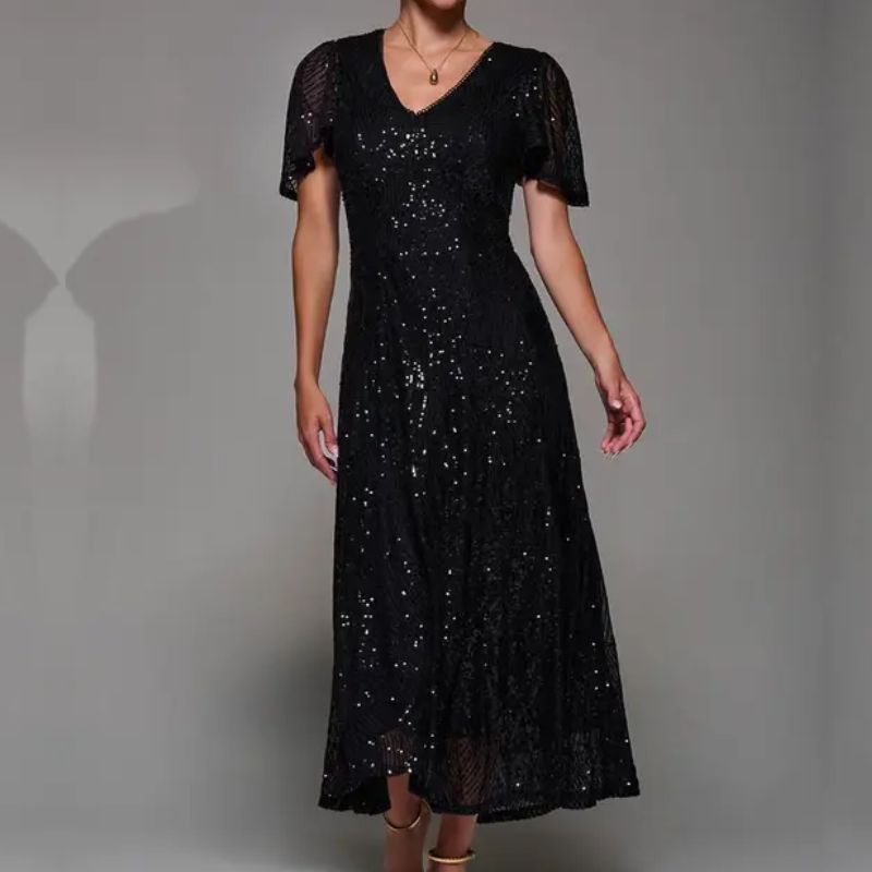 black sequin maxi dress
