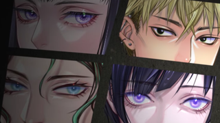 Four protagonists from the visual novel Apathy Murder club smoulder, dramatically, as part of the game's trailer.