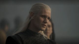 Matt Smith as Daemon Targaryen standing in all black in episode 2 of House of the Dragon.