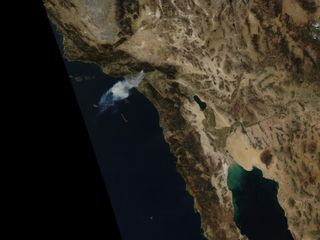 The Colby Fire seen from space in the afternoon on Jan. 16