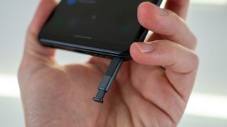 TCL Stylus 5G pulling the stylus out