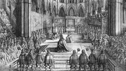An etching of Charles II’s 1661 coronation by Wenceslaus Hollar 