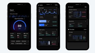 A phone screen graphic showing Eight Sleep sleep tracking analytics