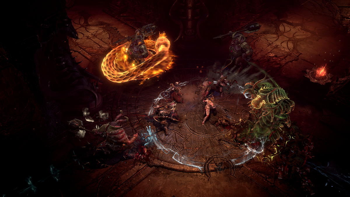 Diablo 4 Vessel of Hatred screenshots of the Dark Citadel raid co-op dungeon