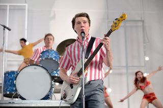 Paul Dano stars as brian wilson singing while filming a music video in 'Love & Mercy'