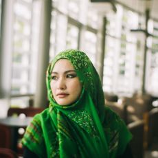 Islamic woman in green chador