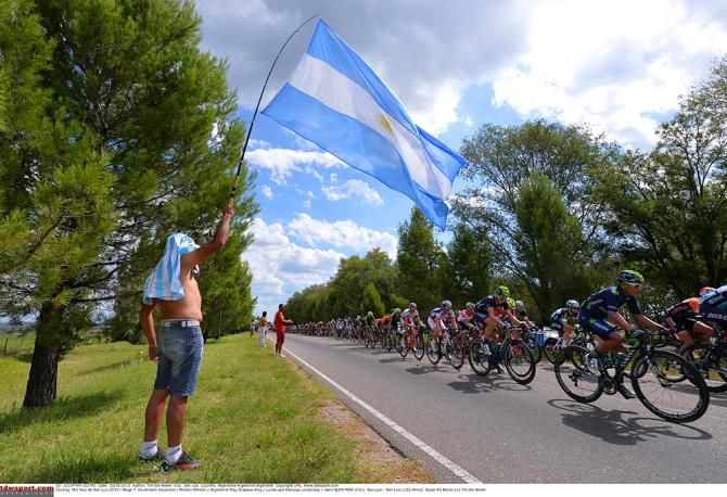 Argentina's flag waves over the field