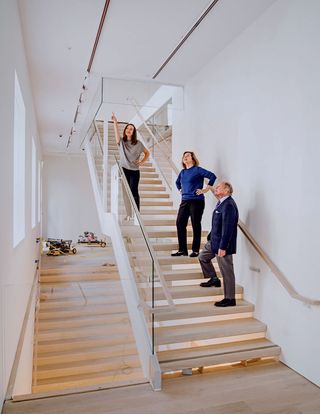 The Berggruens in their new gallery with architect Jennifer Weiss
