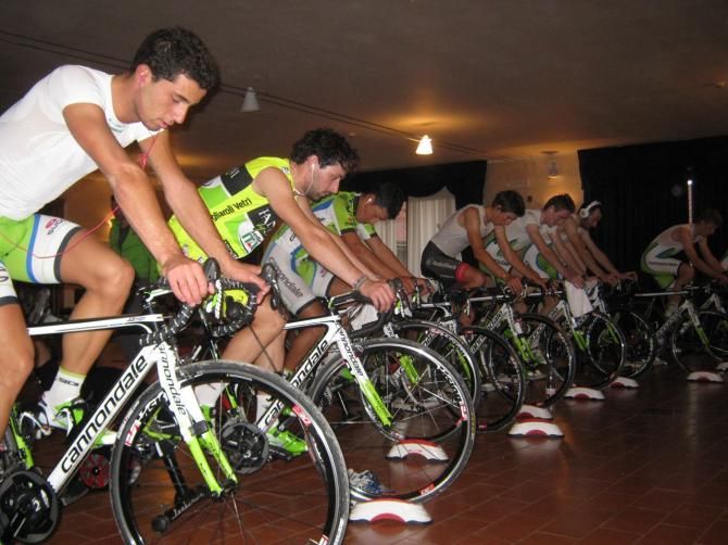 The riders rotated between the rollers, core work and gym work