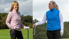 Alison Root and Carly Cummins in winter golf clothes