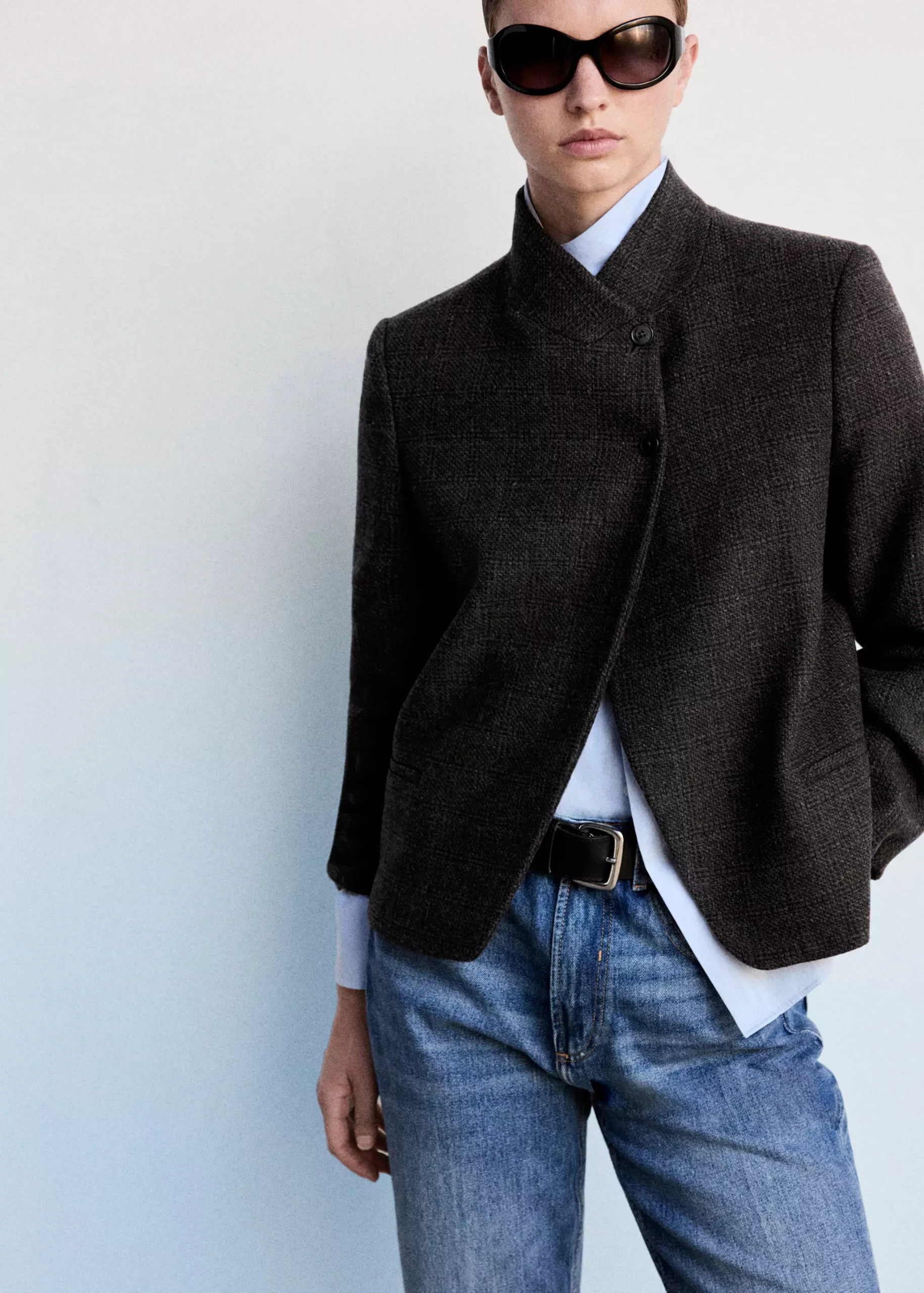 Wool Blazer With a High Collar - Women | Mango United Kingdom