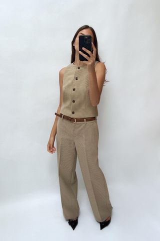 Checked Trousers With Belt