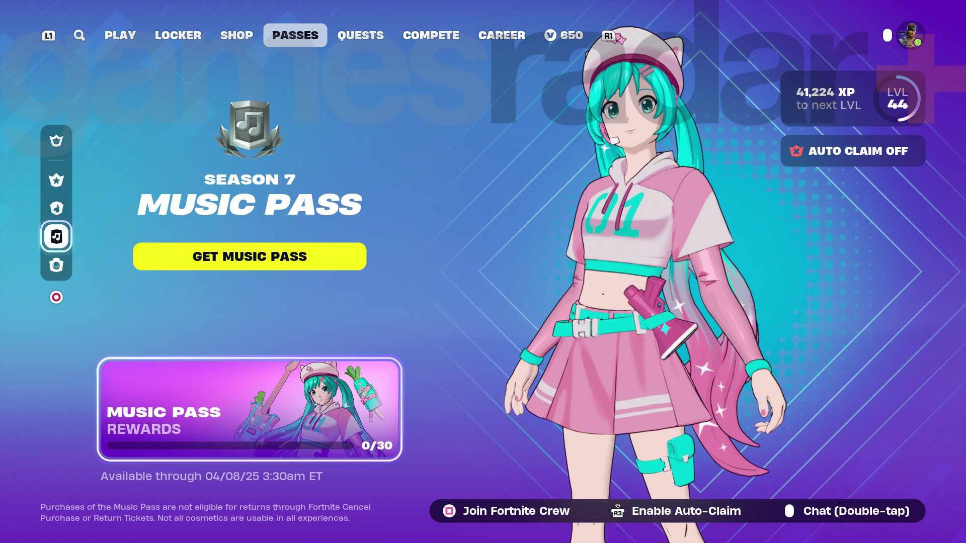 Traje Fortnite Hatsune Miku de Music Pass