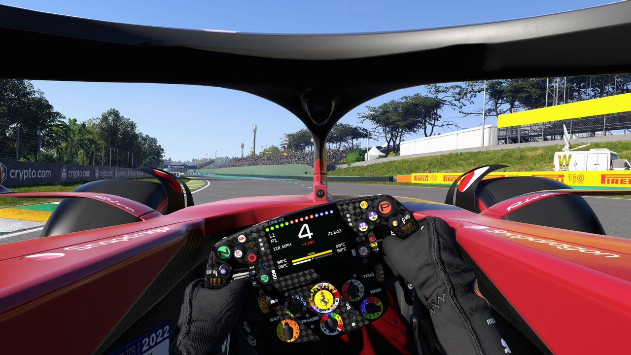 Screenshots from F1 22 showing various ray-traced effects on and off