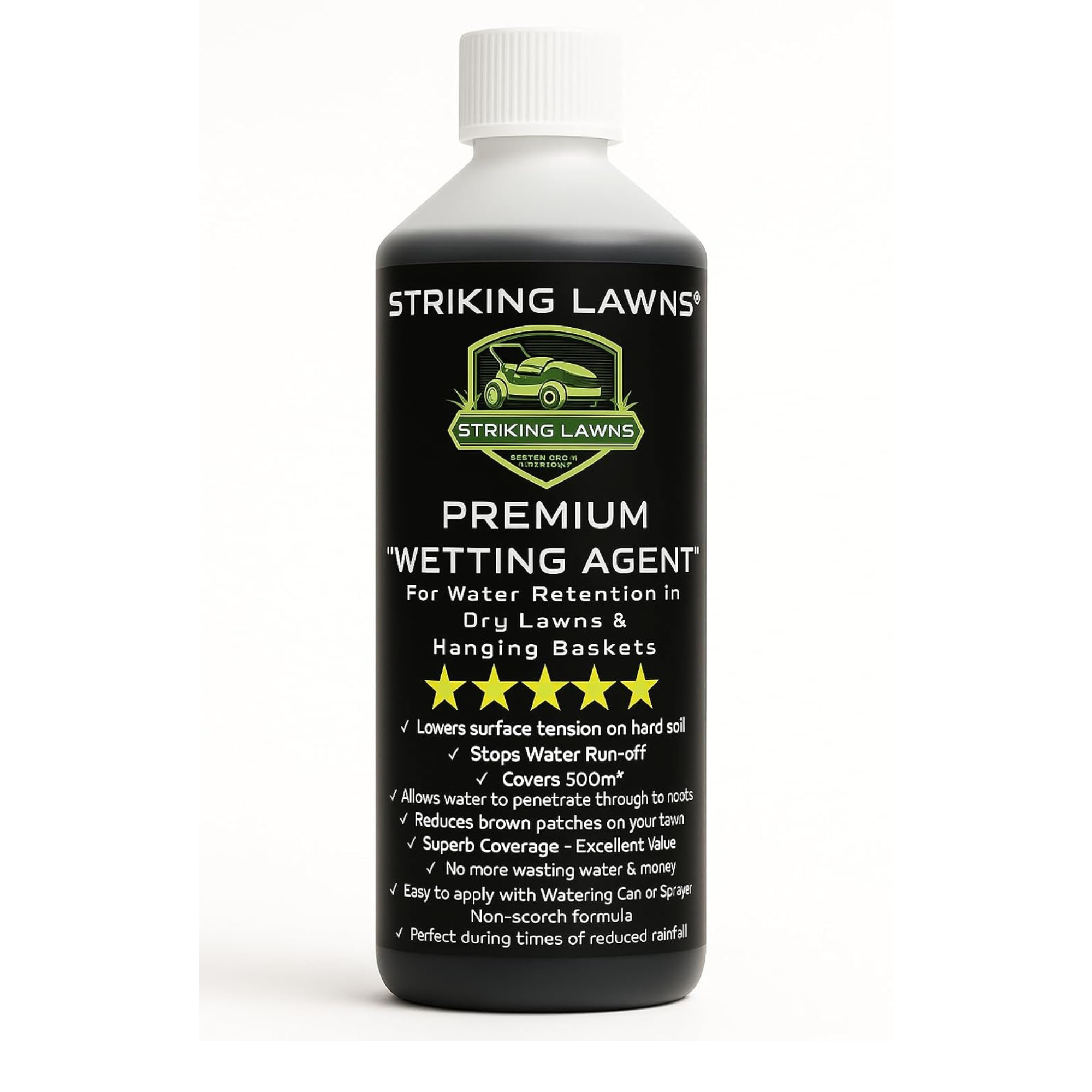 Premium Lawn Wetting Agent by Striking Lawns&amp;reg; &amp;ndash; Improves Water Penetration &amp;amp; Fertiliser Absorption &amp;ndash; Hydrates Dry Soil (500m&amp;sup2;)