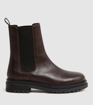 Reiss Thea Leather chelsea boots in chocolate brown