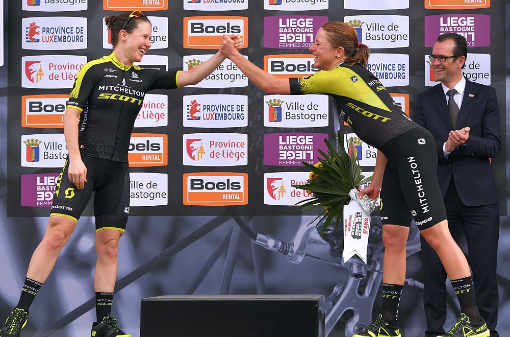 Amanda Spratt and Annemiek Van Vleuten finish second and third at Liege-Bastogne-Liege
