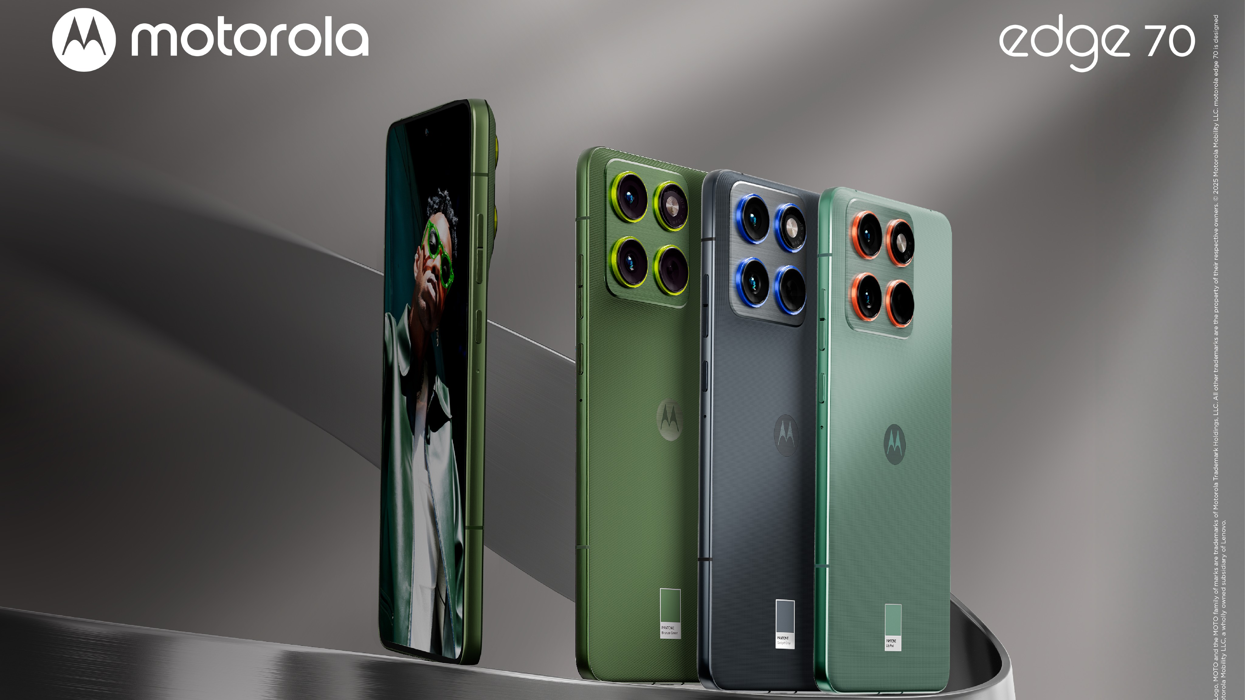 Motorola Edge 70 in three colors