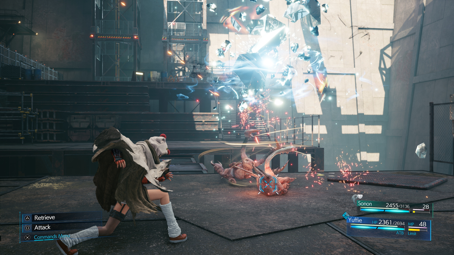 In Final Fantasy 7 Remake Intergrade, Yuffie attacks a group of enemies