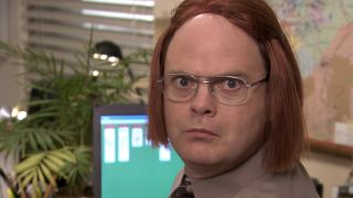 Dwight in a red wig in The Office