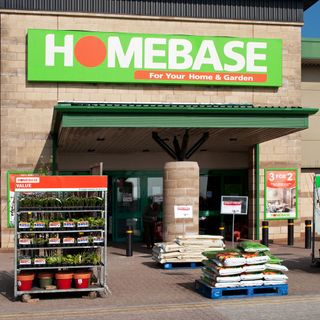 homebase store with glass door and pots
