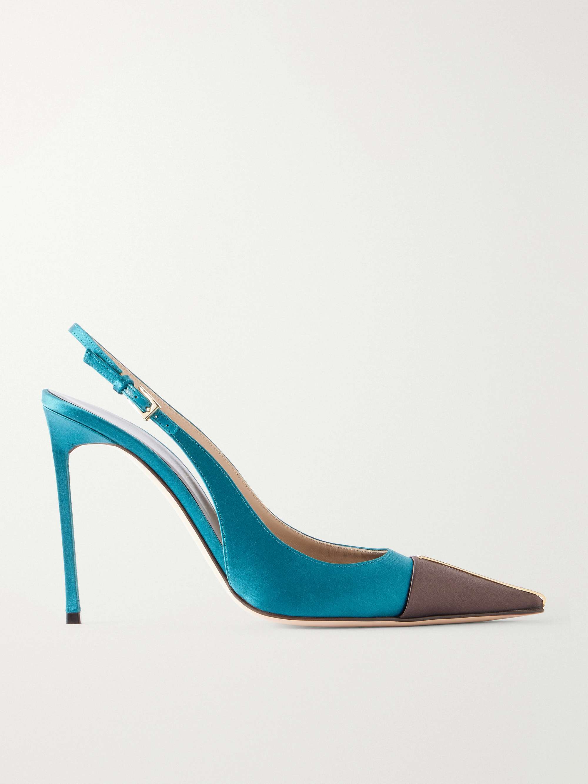 105 Crystal-Embellished Satin Slingback Pumps