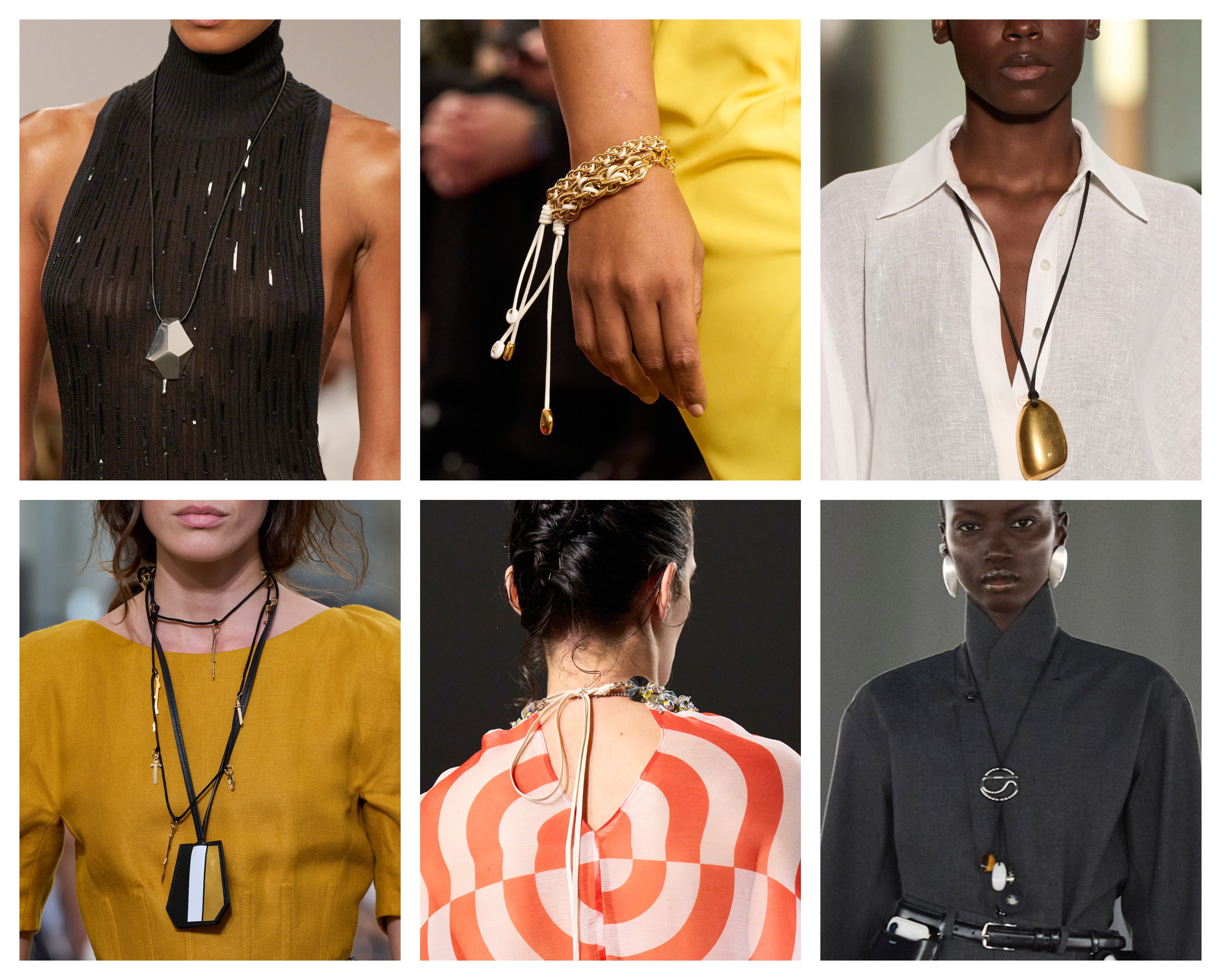 spring jewelry trends 2026, leather cords at Ralph Lauren, Fendi, Michael Kors, Gabriela Hearst, Dries Van Noten, Coperni