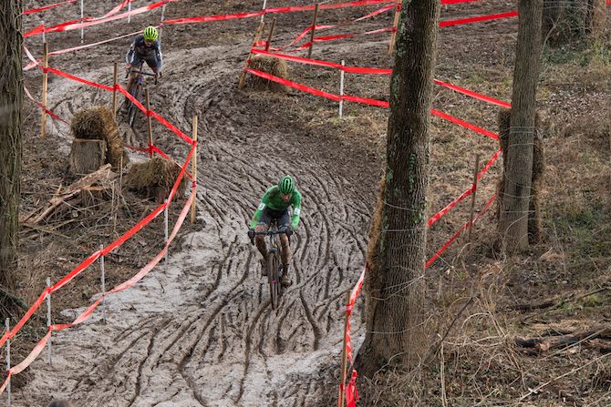 Gage Hecht manages to stay upright
