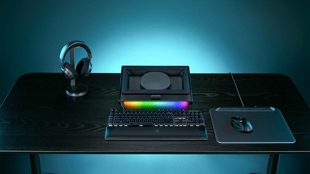 Razer Laptop Cooling Pad on desk.