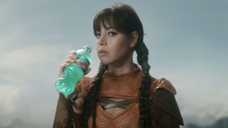 Aubrey Plaza in Game of Thrones-esque costume for MTN Dew Super Bowl commercial