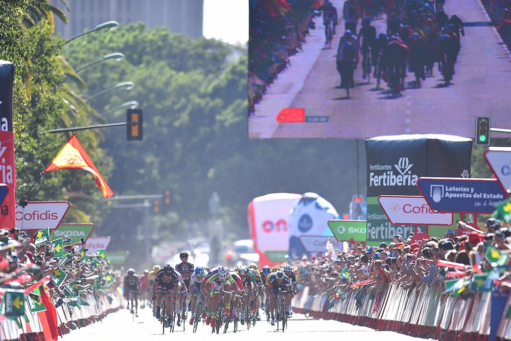 The sprint on stage 3 of the Vuelta