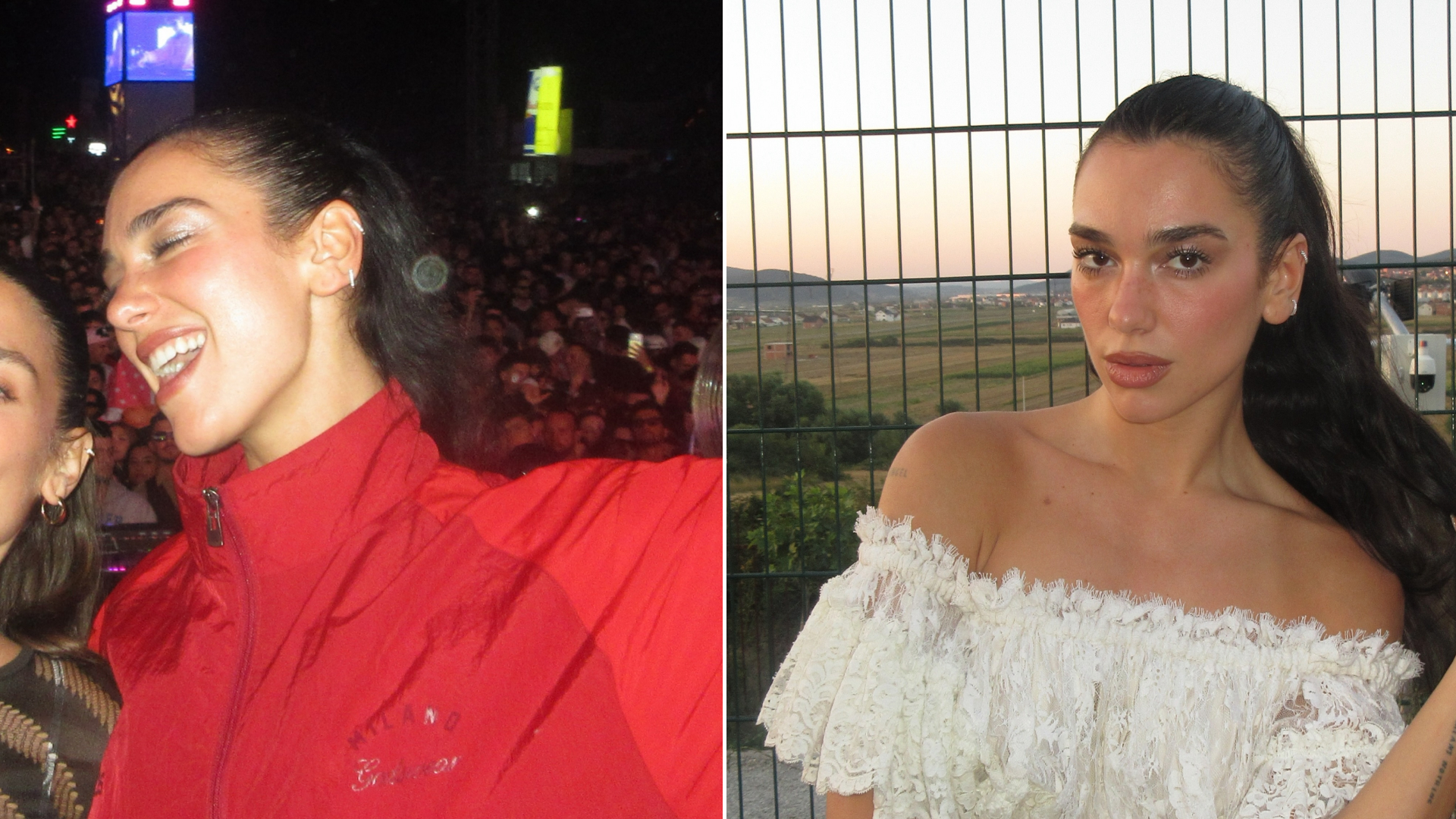 Dua Lipa pairs lace-trimmed lingerie with a track jacket for pre-fall 2026's sportif trend