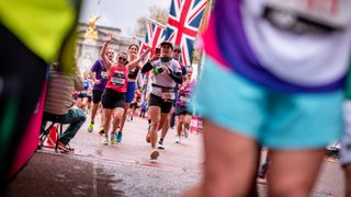 LONDON, UNITED KINGDOM - APRIL 23: Runners compete during the London Marathon in London, United Kingdom on April 23, 2023