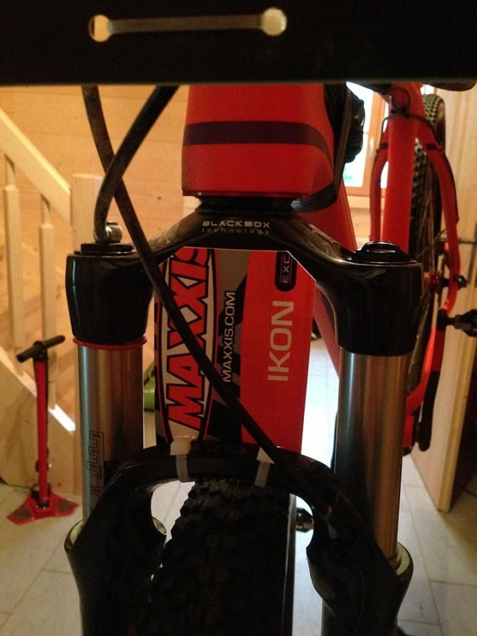 This mud shield comes in handy on Cory Wallace's bike
