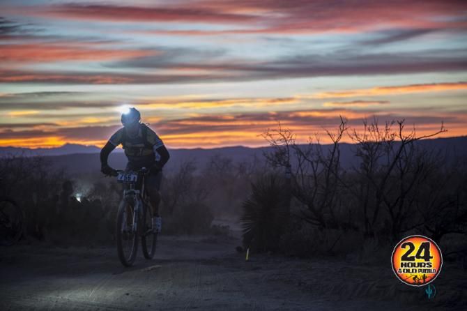 Ultimately finishing in 1st place (Corporate Category), a Team Cirrus Visual Communication rider enjoys an organic burst of energy during a quintessential Arizona sunrise