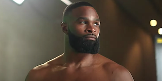 Tyron Woodley looks intensely away from the camera.