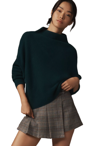 By Anthropologie The Enza Ribbed Cashmere Cropped Long-Sleeve Sweater