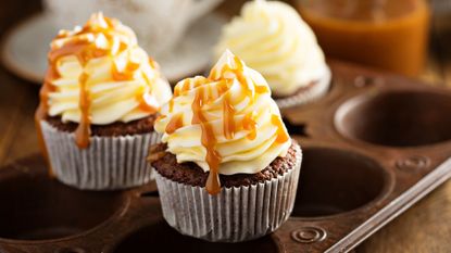Cupcakes with sugar and fat ingredients