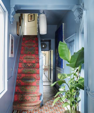 Blue hallway in Victorian house