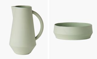 Left, ‘Unison’ carafe; right, ‘Unison’ soup bowl, both by Julia Jessen, for Schneid