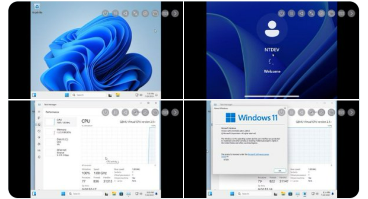 The screenshots NTDEV provided of Windows 11 on iPhone 15 Pro