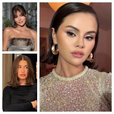 collage of celebrities with winter haircuts