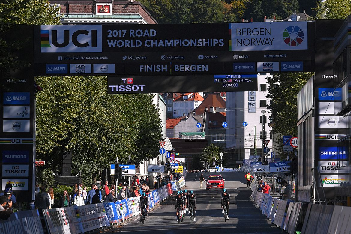 Team Sky recon the World Championship TTT course in Bergen, Norway
